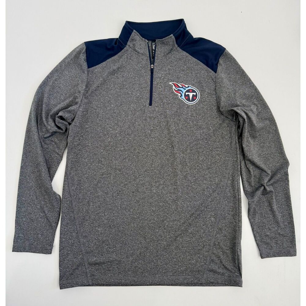 Tennessee Titans NFL Team Apparel 1/4 Zip Pullover Men's Medium Gray Navy